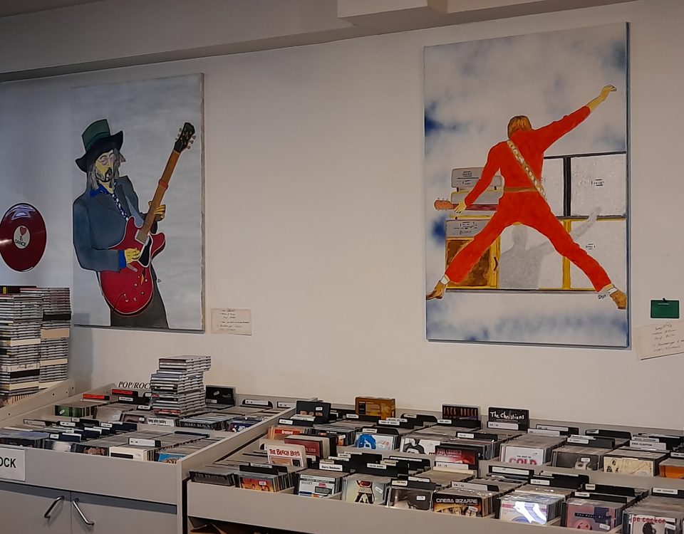 Mike Campbell und Jump 3. Zwei Neue Acryl - Bilder im Plattenlädle